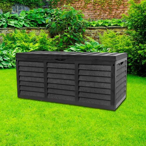 Black 320l plastic storage box - black,