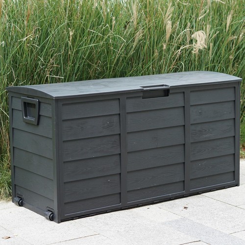 Black 300l plastic storage box - plastic,